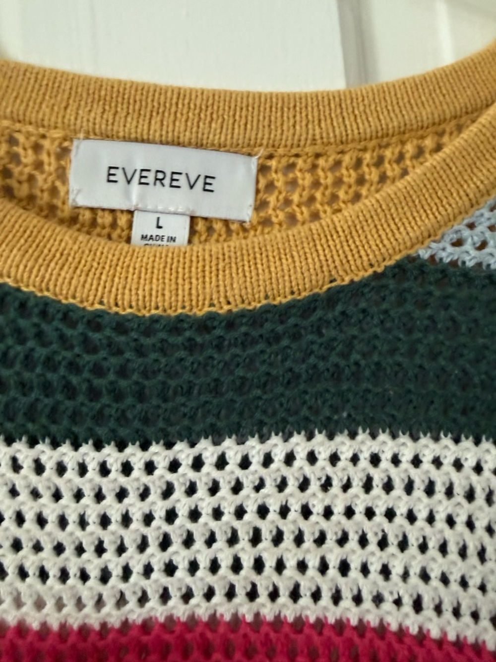 Fun Evereve Striped Multi-ColorCrochet Short Sleeve Top, Sz Lg but Fits Like M - Picture 2 of 5